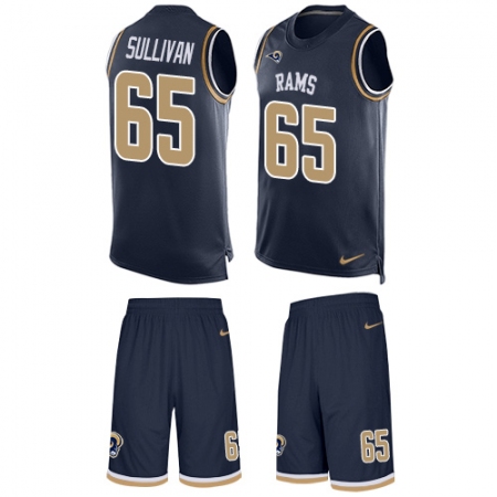 Men's Nike Los Angeles Rams #65 John Sullivan Limited Navy Blue Tank Top Suit NFL Jersey