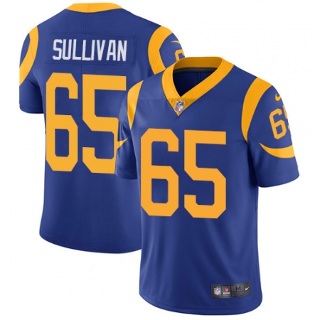 حلويات شقراء Men's Nike Los Angeles Rams #65 John Sullivan Royal Blue Alternate Vapor  Untouchable Limited Player NFL Jersey Size S حلويات شقراء