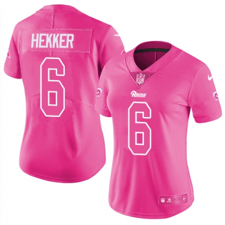 Women's Nike Los Angeles Rams #6 Johnny Hekker Limited Pink Rush Fashion NFL Jersey