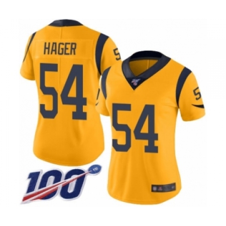 Women's Los Angeles Rams #54 Bryce Hager Limited Gold Rush Vapor Untouchable 100th Season Football Jersey