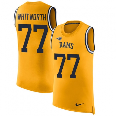 Men's Nike Los Angeles Rams #77 Andrew Whitworth Limited Gold Rush Player Name & Number Tank Top NFL Jersey
