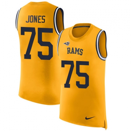 Men's Nike Los Angeles Rams #75 Deacon Jones Limited Gold Rush Player Name & Number Tank Top NFL Jersey