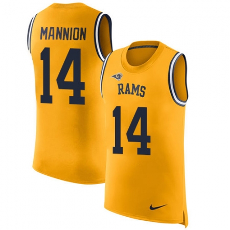 Men's Nike Los Angeles Rams #14 Sean Mannion Limited Gold Rush Player Name & Number Tank Top NFL Jersey