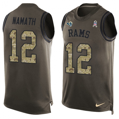 Men's Nike Los Angeles Rams #12 Joe Namath Limited Green Salute to Service Tank Top NFL Jersey