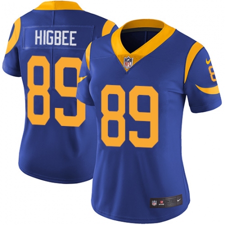 Women's Nike Los Angeles Rams #89 Tyler Higbee Elite Royal Blue Alternate NFL Jersey