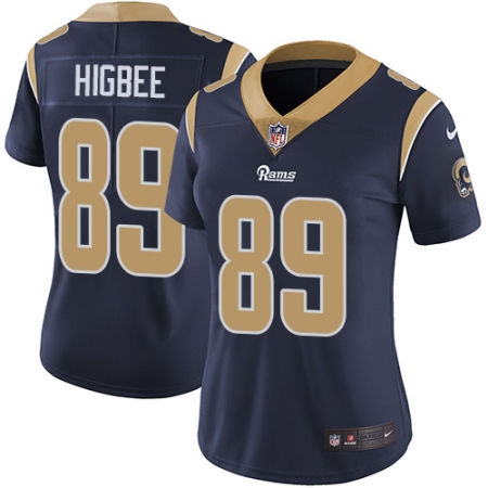 Women's Nike Los Angeles Rams #89 Tyler Higbee Elite Navy Blue Team Color NFL Jersey