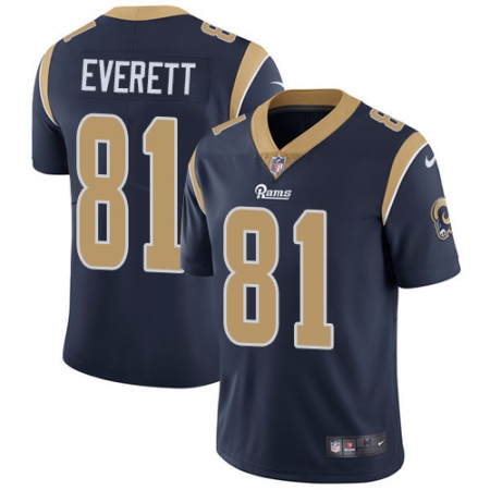 Youth Nike Los Angeles Rams #81 Gerald Everett Navy Blue Team Color Vapor Untouchable Limited Player NFL Jersey