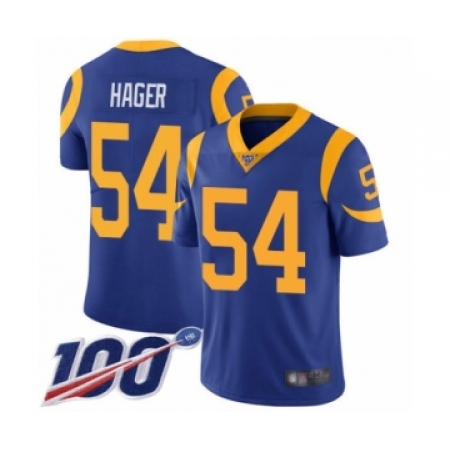 Youth Los Angeles Rams #54 Bryce Hager Royal Blue Alternate Vapor Untouchable Limited Player 100th Season Football Jersey