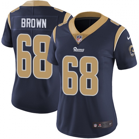 Women's Nike Los Angeles Rams #68 Jamon Brown Elite Navy Blue Team Color NFL Jersey