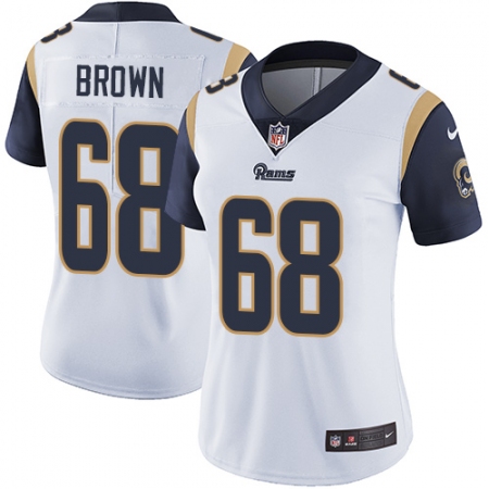Women's Nike Los Angeles Rams #68 Jamon Brown White Vapor Untouchable Limited Player NFL Jersey