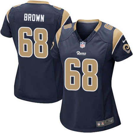 Women's Nike Los Angeles Rams #68 Jamon Brown Game Navy Blue Team Color NFL Jersey