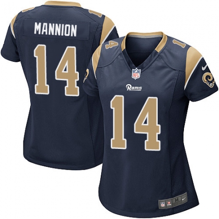 Women's Nike Los Angeles Rams #14 Sean Mannion Game Navy Blue Team Color NFL Jersey