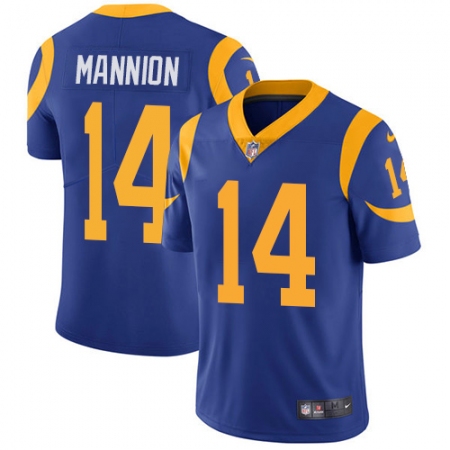 Men's Nike Los Angeles Rams #14 Sean Mannion Royal Blue Alternate Vapor Untouchable Limited Player NFL Jersey