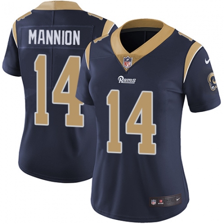 Women's Nike Los Angeles Rams #14 Sean Mannion Elite Navy Blue Team Color NFL Jersey