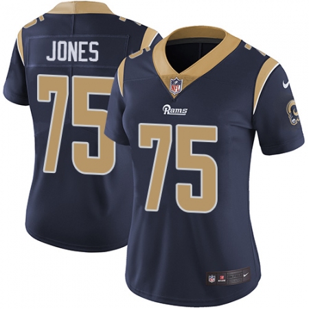 Women's Nike Los Angeles Rams #75 Deacon Jones Elite Navy Blue Team Color NFL Jersey