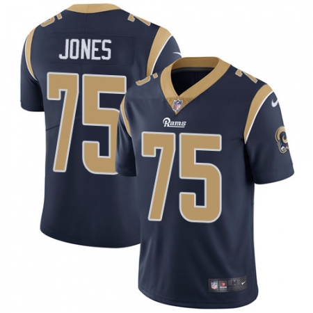 Men's Nike Los Angeles Rams #75 Deacon Jones Navy Blue Team Color Vapor Untouchable Limited Player NFL Jersey