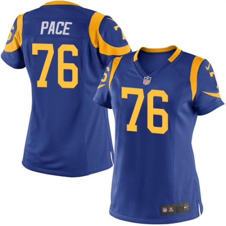 Women's Nike Los Angeles Rams #76 Orlando Pace Game Royal Blue Alternate NFL Jersey
