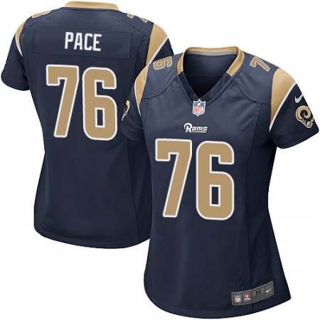 Women's Nike Los Angeles Rams #76 Orlando Pace Game Navy Blue Team Color NFL Jersey