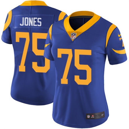 Women's Nike Los Angeles Rams #75 Deacon Jones Elite Royal Blue Alternate NFL Jersey