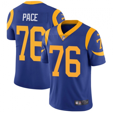 Youth Nike Los Angeles Rams #76 Orlando Pace Royal Blue Alternate Vapor Untouchable Limited Player NFL Jersey