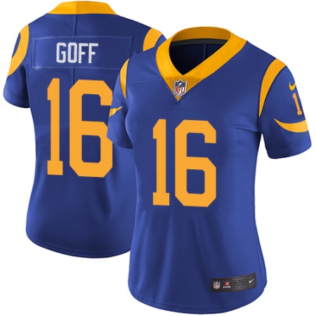Women's Nike Los Angeles Rams #16 Jared Goff Royal Blue Alternate Vapor Untouchable Limited Player NFL Jersey