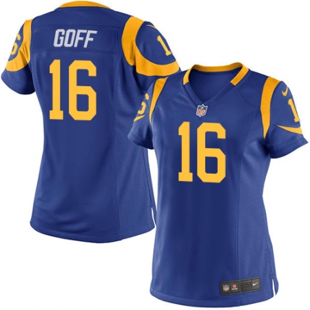 Women's Nike Los Angeles Rams #16 Jared Goff Game Royal Blue Alternate NFL Jersey