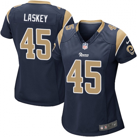 Women's Nike Los Angeles Rams #45 Zach Laskey Game Navy Blue Team Color NFL Jersey