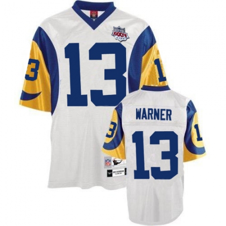 Mitchell and Ness Los Angeles Rams #13 Kurt Warner Authentic White Super Bowl XXXIV Throwback NFL Jersey