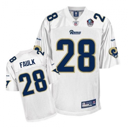 Reebok Los Angeles Rams #28 Marshall Faulk White Hall of Fame 2011 Replica Throwback NFL Jersey