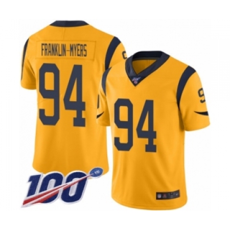 Men's Los Angeles Rams #94 John Franklin-Myers Limited Gold Rush Vapor Untouchable 100th Season Football Jersey