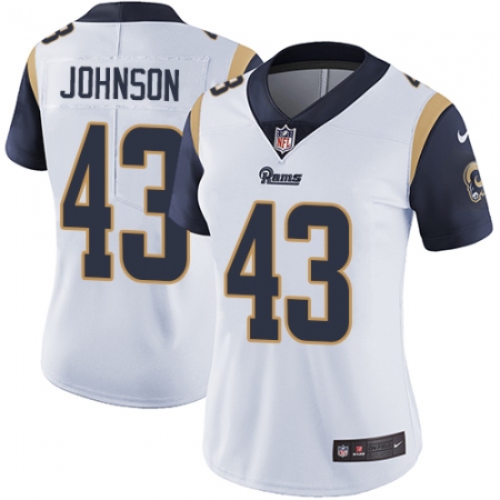 Women's Nike Los Angeles Rams #43 John Johnson White Vapor Untouchable Limited Player NFL Jersey