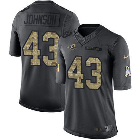 Men's Nike Los Angeles Rams #43 John Johnson Limited Black 2016 Salute to Service NFL Jersey