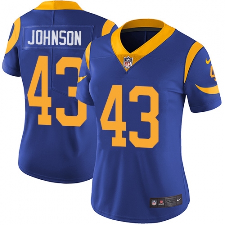 Women's Nike Los Angeles Rams #43 John Johnson Elite Royal Blue Alternate NFL Jersey