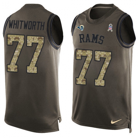 Men's Nike Los Angeles Rams #77 Andrew Whitworth Limited Green Salute to Service Tank Top NFL Jersey