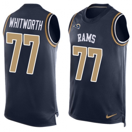 Men's Nike Los Angeles Rams #77 Andrew Whitworth Limited Navy Blue Player Name & Number Tank Top NFL Jersey
