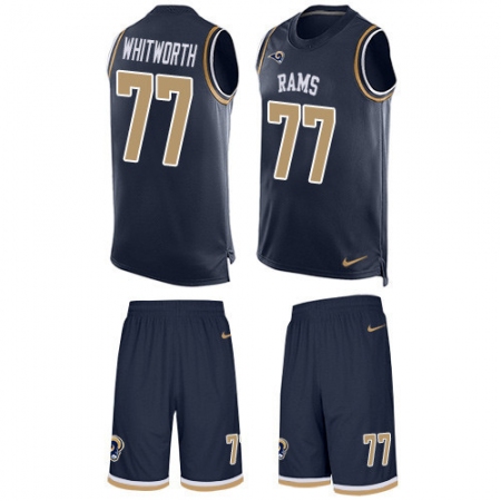 Men's Nike Los Angeles Rams #77 Andrew Whitworth Limited Navy Blue Tank Top Suit NFL Jersey