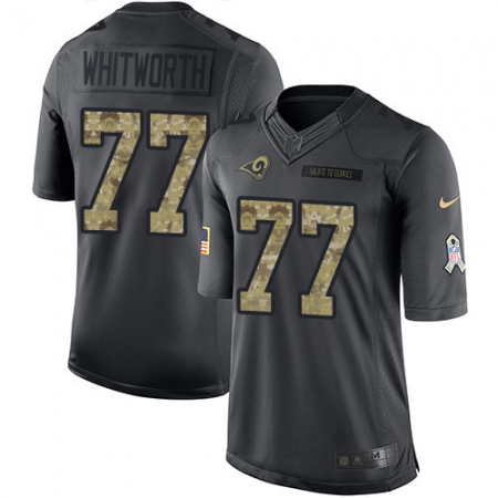 Men's Nike Los Angeles Rams #77 Andrew Whitworth Limited Black 2016 Salute to Service NFL Jersey