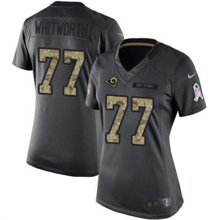 Women's Nike Los Angeles Rams #77 Andrew Whitworth Limited Black 2016 Salute to Service NFL Jersey