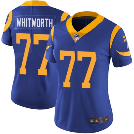 Women's Nike Los Angeles Rams #77 Andrew Whitworth Elite Royal Blue Alternate NFL Jersey