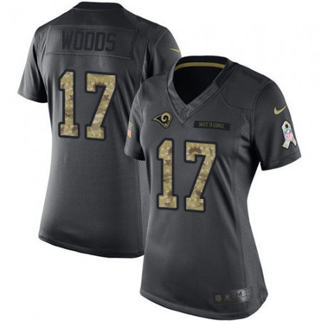 Women's Nike Los Angeles Rams #17 Robert Woods Limited Black 2016 Salute to Service NFL Jersey