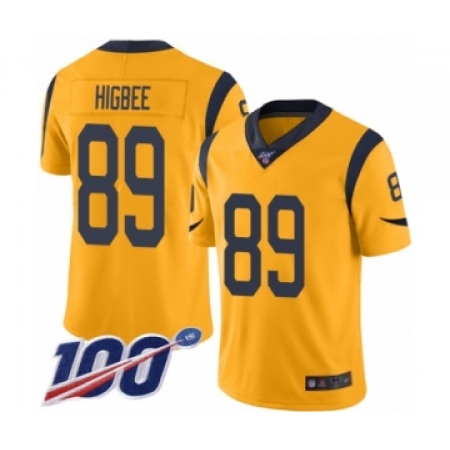 Men's Los Angeles Rams #89 Tyler Higbee Limited Gold Rush Vapor Untouchable 100th Season Football Jersey