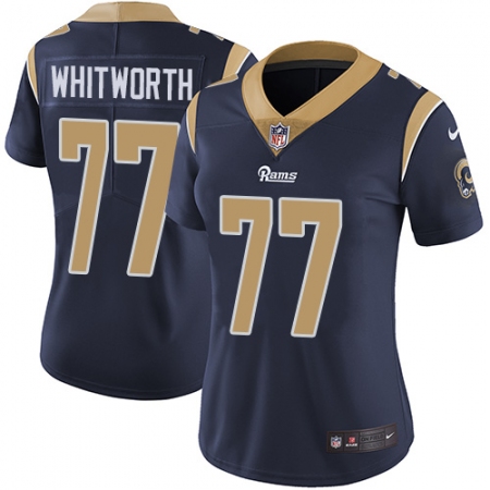 Women's Nike Los Angeles Rams #77 Andrew Whitworth Elite Navy Blue Team Color NFL Jersey