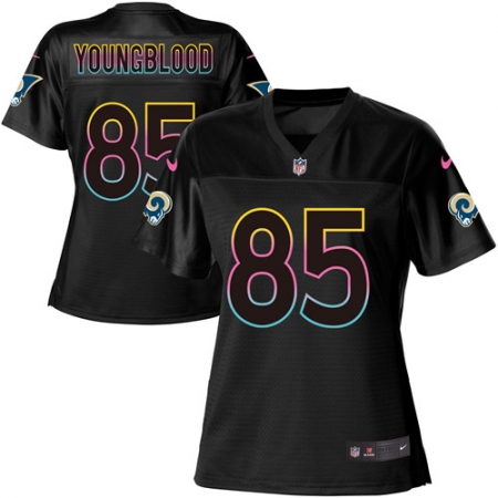 Women's Nike Los Angeles Rams #85 Jack Youngblood Game Black Fashion NFL Jersey