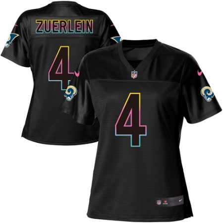Women's Nike Los Angeles Rams #4 Greg Zuerlein Game Black Fashion NFL Jersey