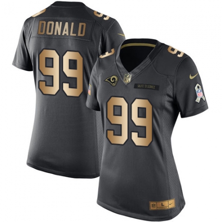 Women's Nike Los Angeles Rams #99 Aaron Donald Limited Black/Gold Salute to Service NFL Jersey