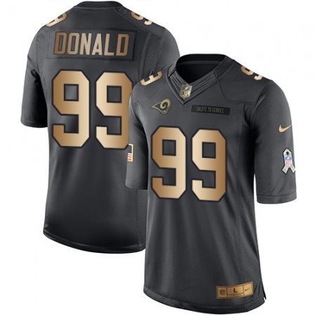 Youth Nike Los Angeles Rams #99 Aaron Donald Limited Black/Gold Salute to Service NFL Jersey