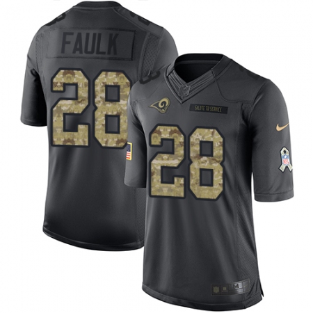 Men's Nike Los Angeles Rams #28 Marshall Faulk Limited Black 2016 Salute to Service NFL Jersey