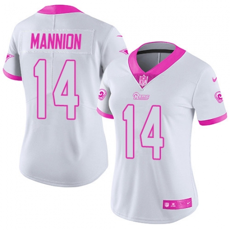 متجر هدايا مواليد Women's Nike Los Angeles Rams #14 Sean Mannion Limited White/Pink Rush  Fashion NFL Jersey Size S متجر هدايا مواليد