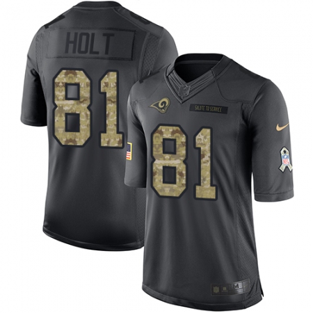 Men's Nike Los Angeles Rams #81 Torry Holt Limited Black 2016 Salute to Service NFL Jersey