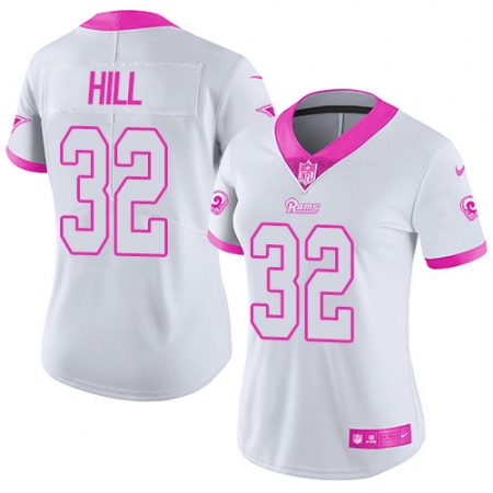 Women's Nike Los Angeles Rams #32 Troy Hill Limited White/Pink Rush Fashion NFL Jersey